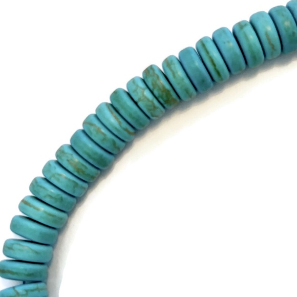 As Low As $2 Turquoise Synthetic Turquoise Heishi Beads 8mm x 3mm (40) - Picture 1 of 2